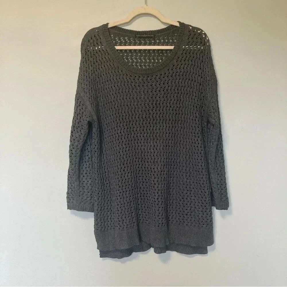 Peruvian Connection pima cotton modal blend grey long sweater